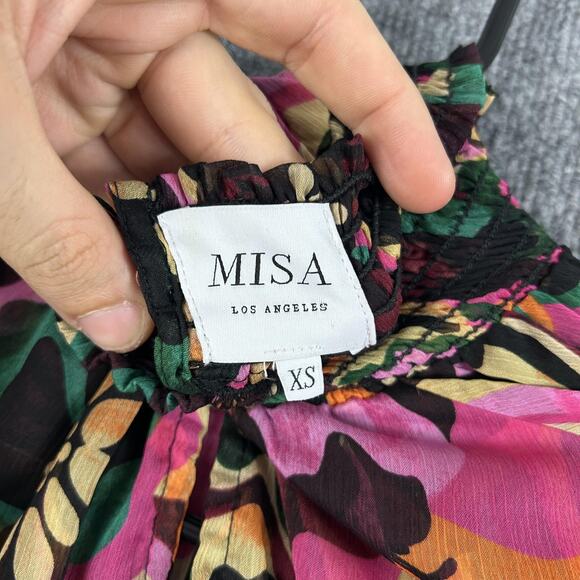 Misa Los Angeles Dress XS Gianna Floral Mini Groove Retro Multicolor Artsy Boho - Picture 15 of 16